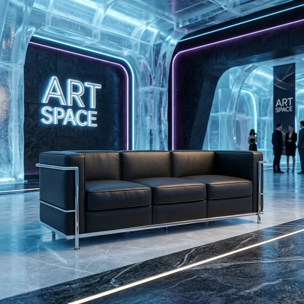 Аренда Черный трехместный диван Chrome Сочи | ART SPACE