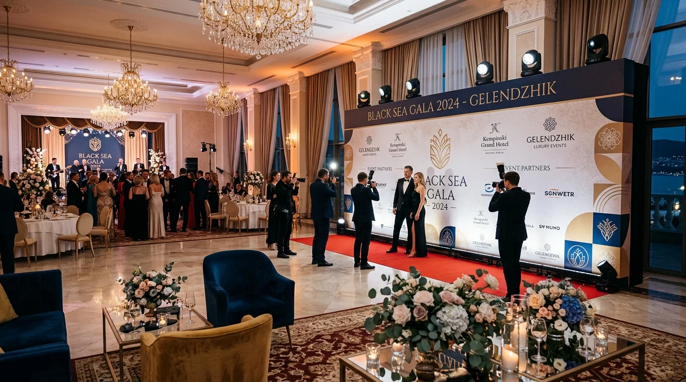 Аренда пресс-воллов для банкета в Геленджике: профессиональное оформление фотозон от ART SPACE