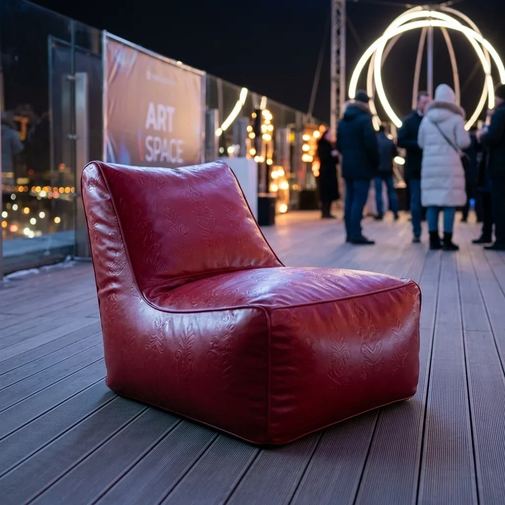 Аренда синего бескаркасного кресла Velvet в Сочи | ART SPACE
