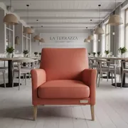 Аренда Чехла на стул Eames E07 кожзам коралловый в ресторане «La Terrazza» — ART SPACE