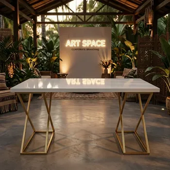 Аренда бело-золотого фуршетного стола в Сочи — ART SPACE