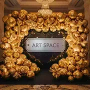 Аренда Фотозона из золотых фольгированных шаров в Mövenpick Hotel — ART SPACE