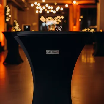 Аренда Стрейч чехол на коктейльный стол черный бифлекс в Karat Resort — ART SPACE