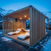 Аренда Шатер деревянный с лежаками Yaman Wood в Rixos Krasnaya Polyana — ART SPACE