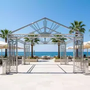 Аренда Шатер из ферм двускатный 10х8 м металлик в ресторане «Sanremo» — ART SPACE
