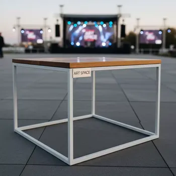 Аренда Журнальный стол Cube White столешница дерево в Alpha Sirius — ART SPACE