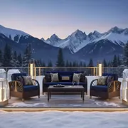 Аренда Комплект мебели OUTDOOR Мадейра из ротанга трехместный диван 2 кресла стол широкое плетение коричневый на курорте «Газпром» (Альпика) — ART SPACE