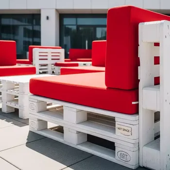 Аренда Диван паллетный модульный белый с красной подушкой в Sport Inn Hotel & Wellness — ART SPACE