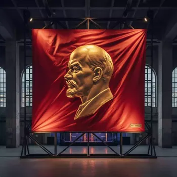 Аренда Флаг кумачовый СССР с Лениным на арене «Фишт» — ART SPACE
