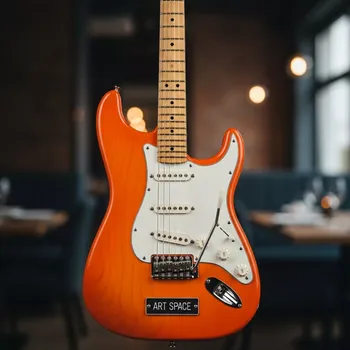 Аренда Гитара оранжевая копия Stratocaster в ресторане «Brunello» — ART SPACE