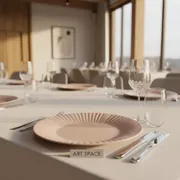 Аренда Тарелка подстановочная Shell розовая 33 см в Boutique Hotel PORTUM 1905 — ART SPACE
