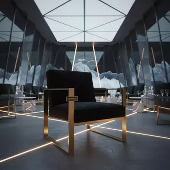 Аренда Кресло Andrian черное с золотым в ледовом дворце «Роза Хутор» — ART SPACE