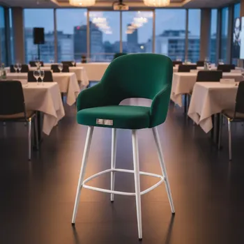 Аренда Стул барный Kongsberg зеленый велюр белые ножки в Panorama by Mercure — ART SPACE