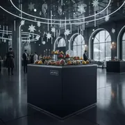 Аренда Фуршетная стойка квадратная 24 см черная в ресторане «Магадан» — ART SPACE