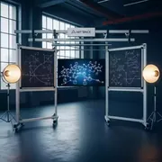 Аренда Рельсовая система Skilo с двумя меловыми досками и интерактивной панелью 75 в лофте «Студия 21» — ART SPACE