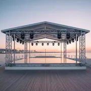Аренда Сцена односкатная 14х10 металлик на VIP-яхте (Имеретинский порт) — ART SPACE