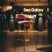 Аренда Стул барный Austin Rose золотой с розовой сидушкой в комплексе Sea Galaxy — ART SPACE