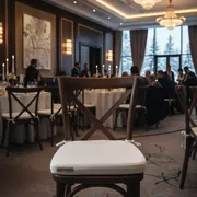 Аренда Подушка для стула Кроссбэк журавинка белая 3 см в Rodina Grand Hotel & SPA — ART SPACE
