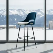 Аренда Барный стул Маллин велюр голубой Curtier ocean белый Curtier linen металлические ножки на курорте «Газпром» (Альпика) — ART SPACE
