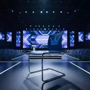 Аренда Стул Хит каркас серебро синяя корона в VK Stadium Sirius — ART SPACE