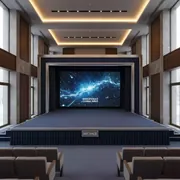 Аренда Подиум сценический 6х4 м с синим ковролином и драпировкой в Gamma Sirius — ART SPACE