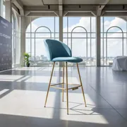 Аренда Стул барный Mars велюр голубой Романтика ножки металл золото в Mövenpick Hotel — ART SPACE
