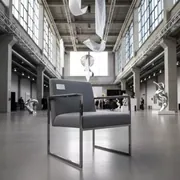 Аренда Стул ИЗО серый ткань хром на территории Морпорта Сочи — ART SPACE