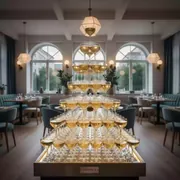Аренда Пирамида из шампанского 364 бокала в ресторане «Sanremo» — ART SPACE