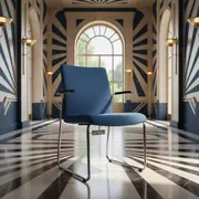 Аренда Стул ИЗО синий ткань хром в Green Flow Hotel — ART SPACE