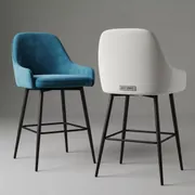 Аренда Барный стул Маллин велюр голубой Curtier ocean и белый Curtier linen металлические ножки на парусной регате (Сочи) — ART SPACE