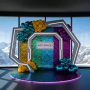 Аренда Декор фотозона из пайеточной ткани с шарами на площадке Rosa Peak (2320м) — ART SPACE