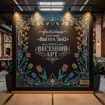 Аренда Фотозона новогодняя с меловой доской в ресторане «Высота 5642» — ART SPACE