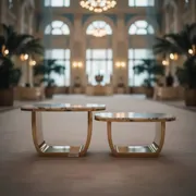 Аренда Фуршетный стол X 2 gold white мрамор в санатории «Сочи» — ART SPACE