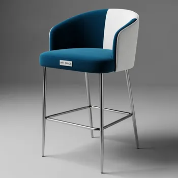 Аренда Барный стул Маллин голубой велюр Curtier ocean белый Curtier linen металлические ножки в конгресс-холле отеля Жемчужина — ART SPACE