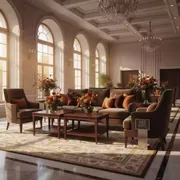 Аренда Лаунж зона Karl с трехместным диваном коричневая в Sochi Marriott Krasnaya Polyana — ART SPACE