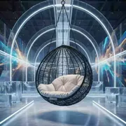 Аренда Кресло качели кокон подвесное плетеное из ротанга OUTDOOR Самуи черное в ледовом дворце «Большой» — ART SPACE