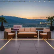Аренда Лаунж зона Karl коричневая с трехместным диваном в Green Flow Hotel — ART SPACE