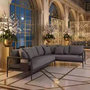 Аренда Комплект лаунж мебели Stockholm с угловым диваном антрацит серый алюминий в санатории «Черноморье» — ART SPACE