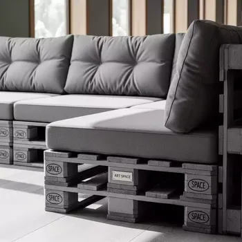 Аренда Диван модульный Wood pallet Grey из паллет 3043GY в Гранд Отель Поляна — ART SPACE