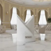 Аренда Салфетки белые 40х40 см орнамент "лист лилии" в Radisson Blu Resort & Congress Centre — ART SPACE