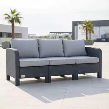 Аренда Диван пластиковый Салемо Salemo 3 Sofa трехместный графит в Gamma Sirius — ART SPACE