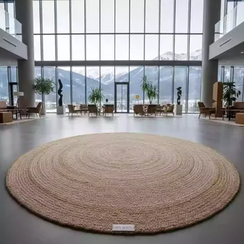 Аренда Ковер индийский JUTE BEIGE круглый в Гранд Отель Поляна — ART SPACE