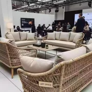 Аренда Комплект плетеной мебели Багамы XL из натурального ротанга с бежевой подушкой в VK Stadium Sirius — ART SPACE