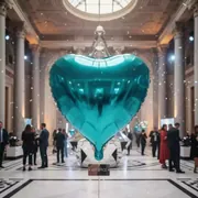 Аренда Сердце фольгированное 46 см бирюза в Alpha Sirius — ART SPACE