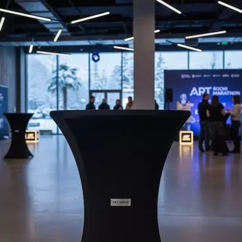 Аренда Скатерти черные стрейч диаметр 70 см в Сочи Парк Отеле — ART SPACE
