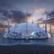 Аренда Мембранный шатер тент Arena на пляже «Ривьера» — ART SPACE