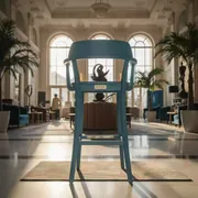 Аренда Стул полубарный Такер голубой деревянный в Mercure Сочи Центр — ART SPACE