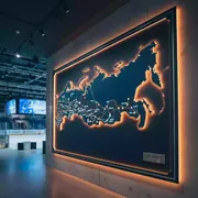 Аренда Карта России большая точечная подсветка контражур в ледовом дворце «Роза Хутор» — ART SPACE
