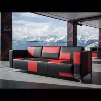 Аренда Диван трехместный черно красный Cube из экокожи 03 301RD на площадке Rosa Peak (2320м) — ART SPACE