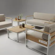 Аренда Комплект мебели бежевый натуральный алюминий тик Lyon Andy 280B 6N2R в Radisson Hotel Rosa Khutor — ART SPACE
